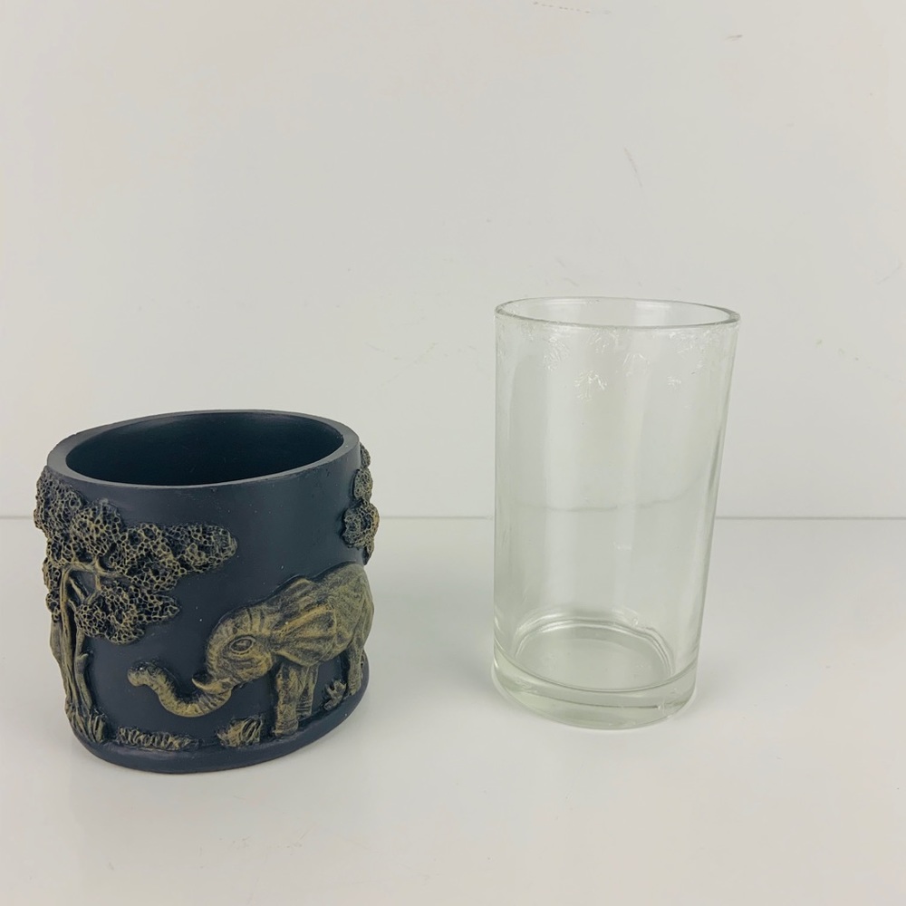 Brand New Navy Blue & Taupe safari themed rinse cup